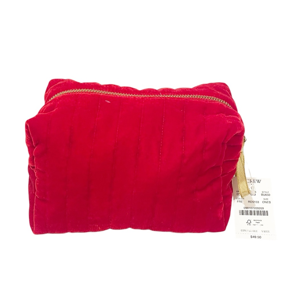J. Crew Red Velvet Cosmetic Travel Pouch NEW‎